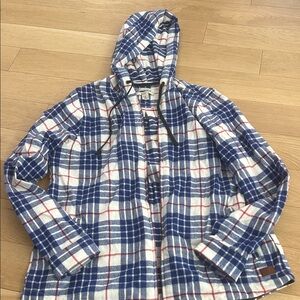 Blue and White L.L. Bean Relaxed Plaid zip up